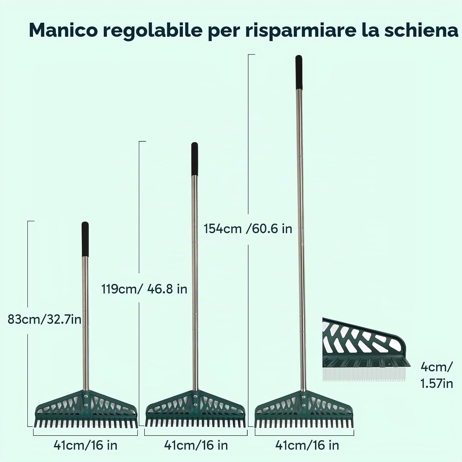 Detalle de YEELOR Rastrello per prato artificiale a doppia faccia: pulizia efficiente di giardino, tappeti e peli di animali