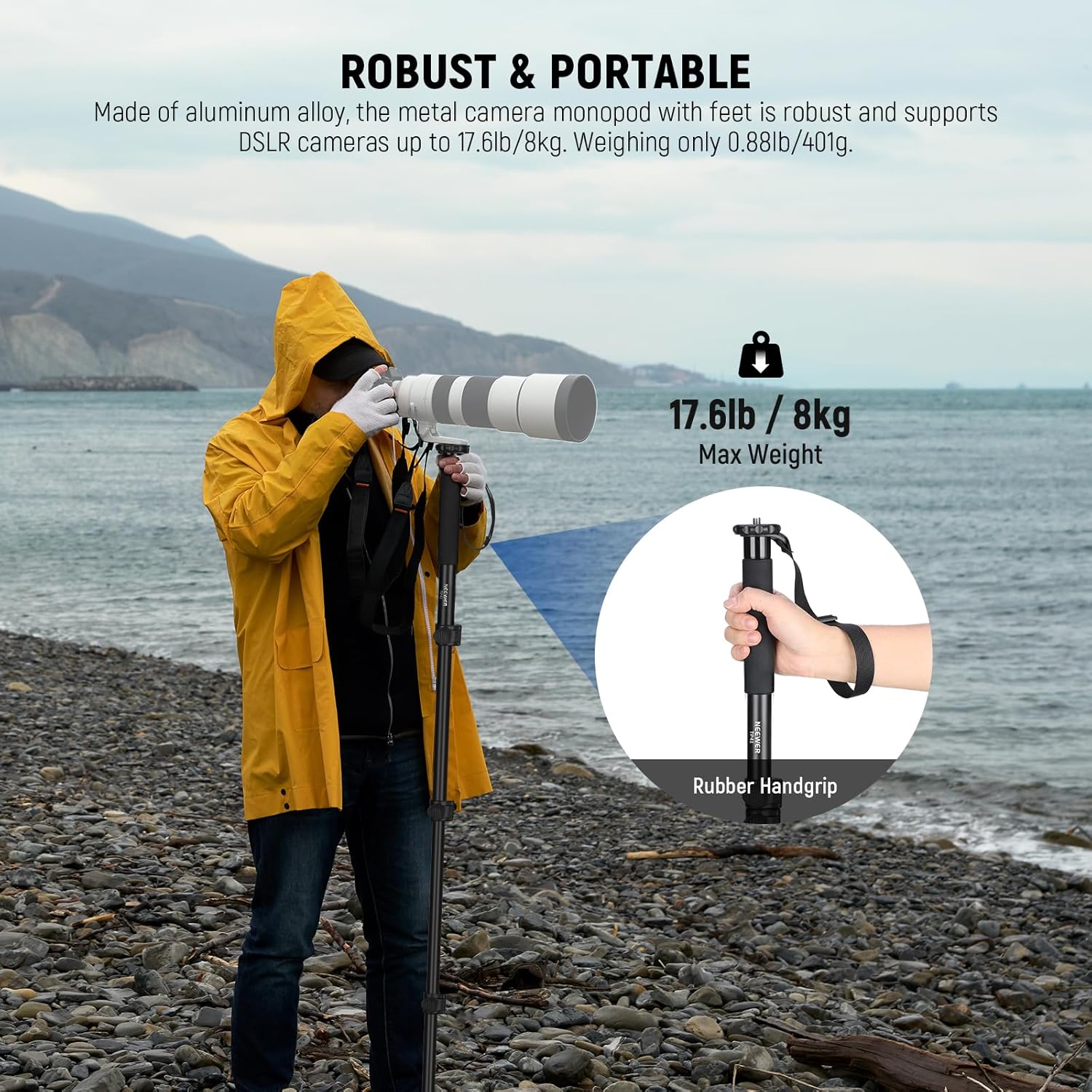 Thumbnail 1 de NEEWER 155 cm Kamera-Monopod (Einbeinstativ) TP41 aus Aluminium mit 1/4- und 3/8-Adapter