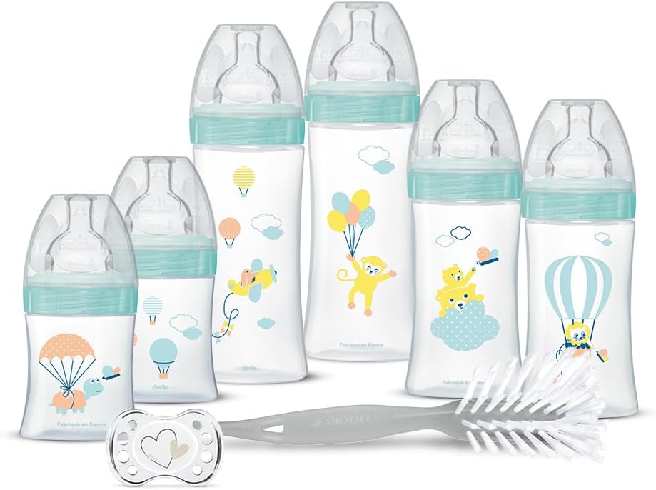Detalle de Kit Naissance Dodie : 6 biberons anti-colique, tétine plate et sucette anatomique 0-2 mois