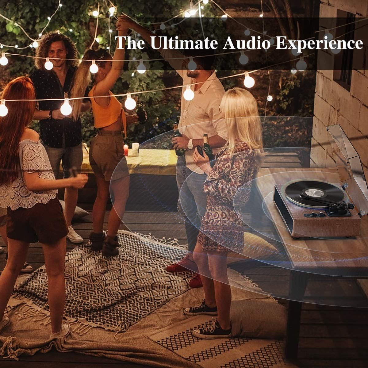 Thumbnail 4 de 1byone 1-AD07US02 Belt-Drive Turntable with Built-In Speakers, Bluetooth, Walnut