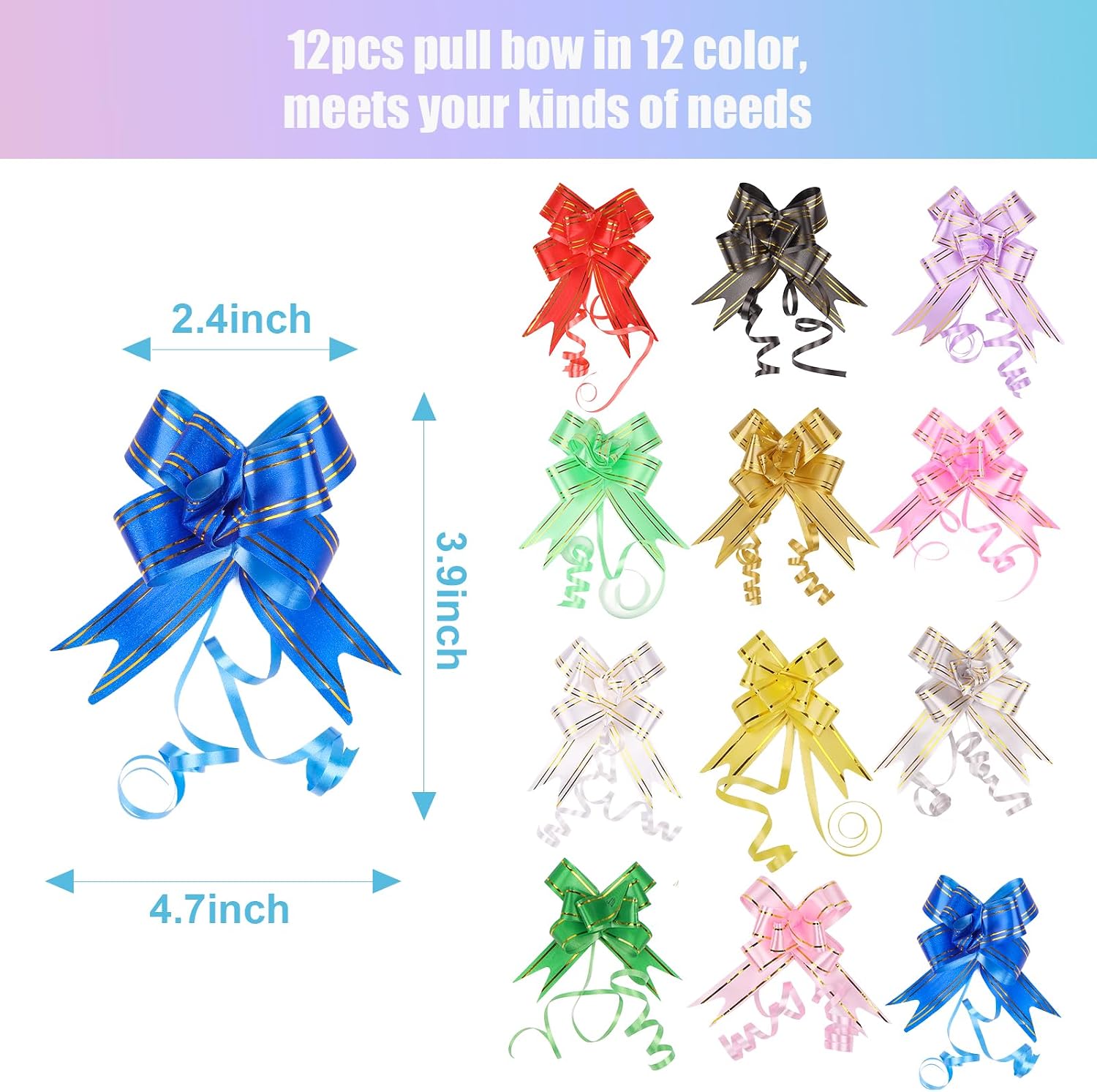 Detalle de 12 large clear cellophane hamper bags (50 x 70cm) with 12 pull bows – Christmas, Easter, Valentine’s and more