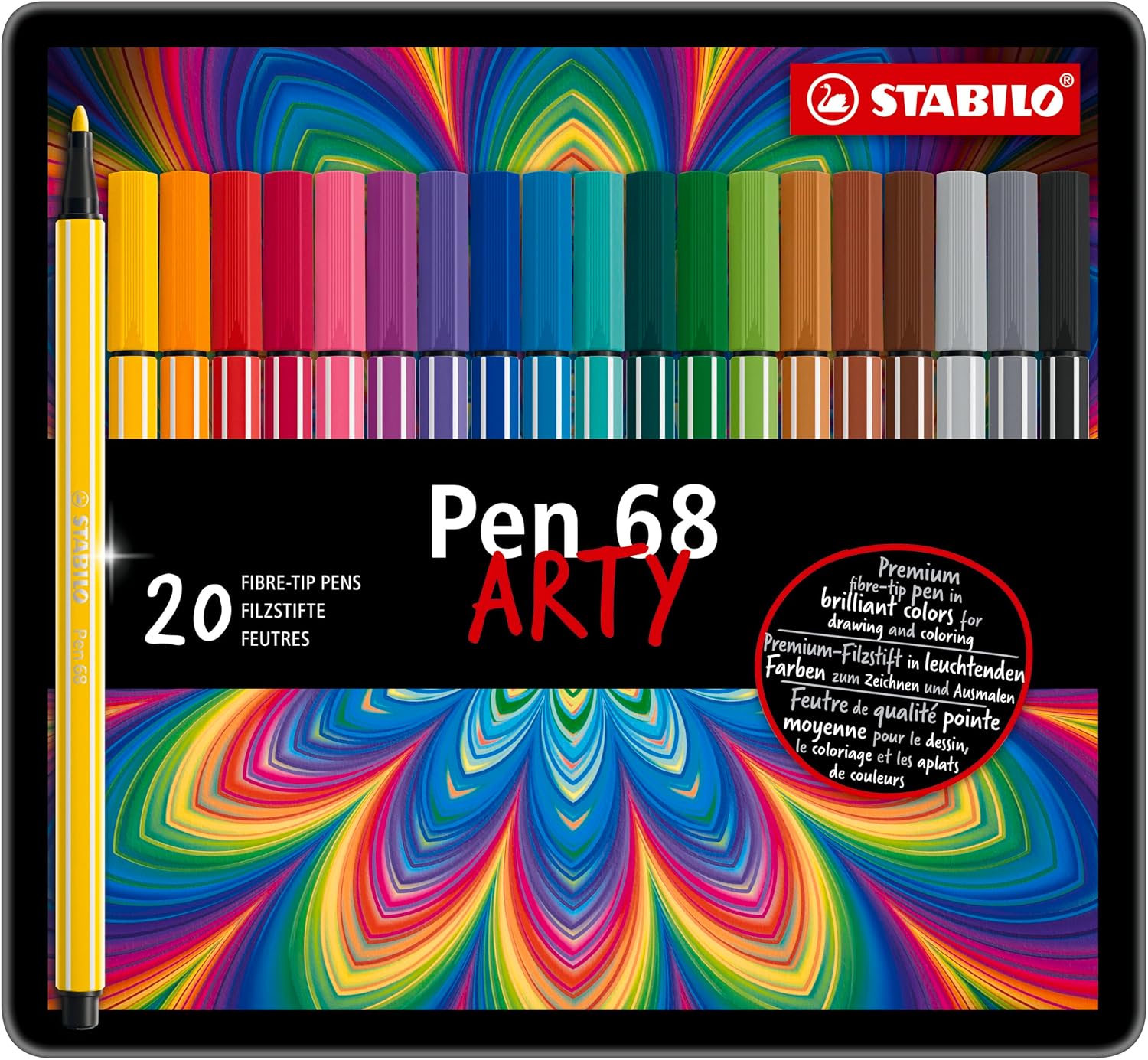 Detalle 2 de STABILO Pen 68 ARTY Scatola in Metallo da 20 colori assortiti