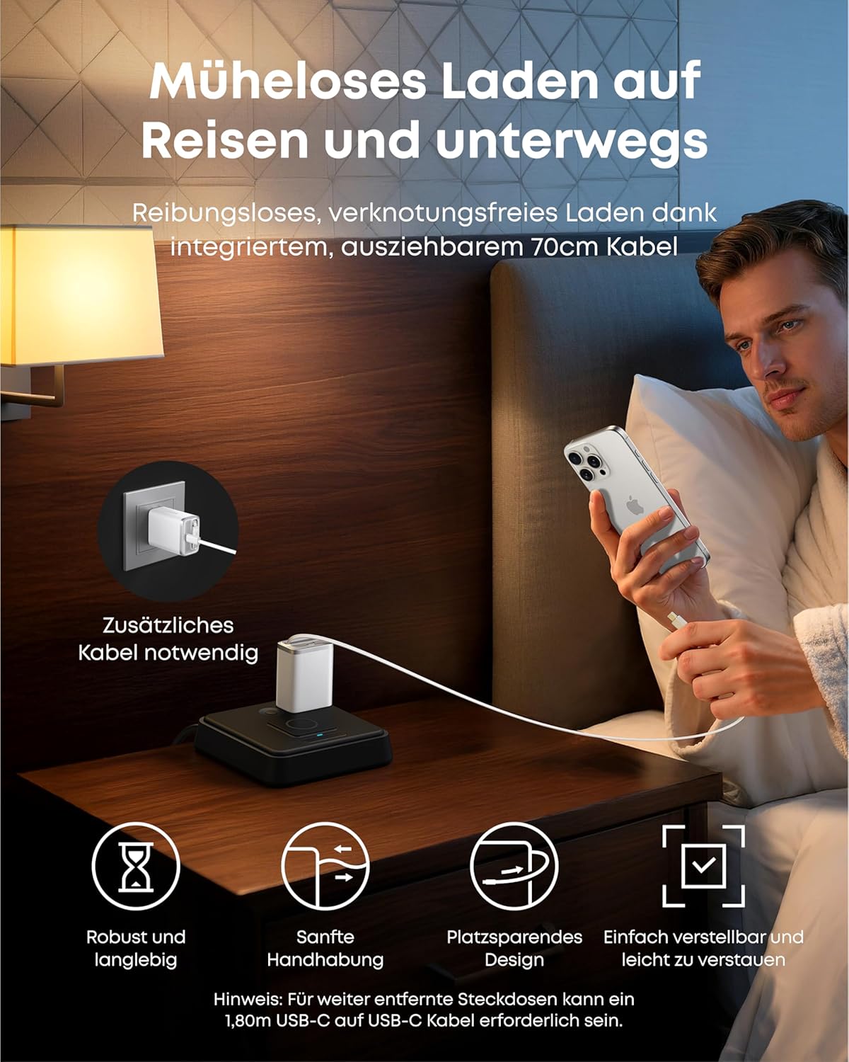 Thumbnail 4 de Anker Nano 35W USB-C Ladegerät mit integriertem InstaCord-Kabel – kompakt, zuverlässig, für iPhone 17/16/15 Serie