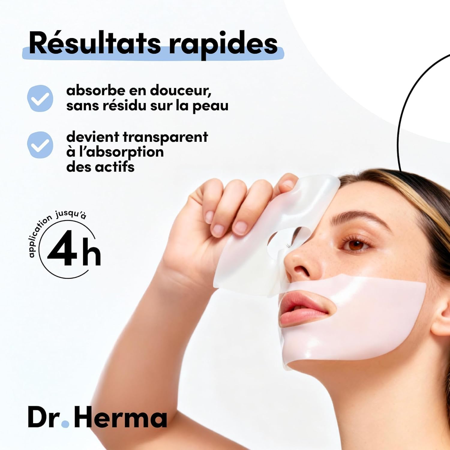 Detalle de Dr. Herma Masque Hydrogel Collagène & Acide Hyaluronique – masque visage K-beauty hydratation intense anti-âge