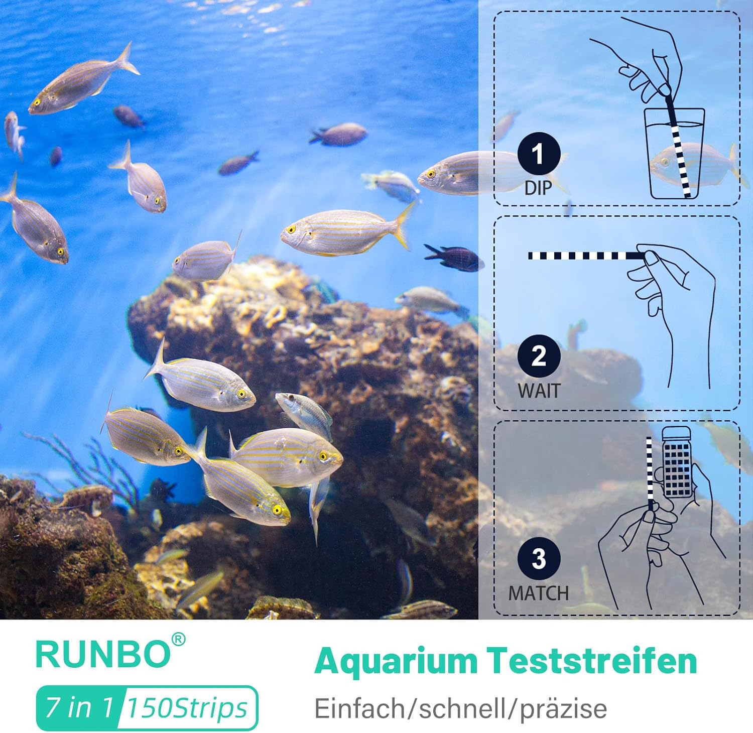 Thumbnail 2 de RUNBO 7 in 1 Aquarium-Teststreifen 150 Stück 🐠