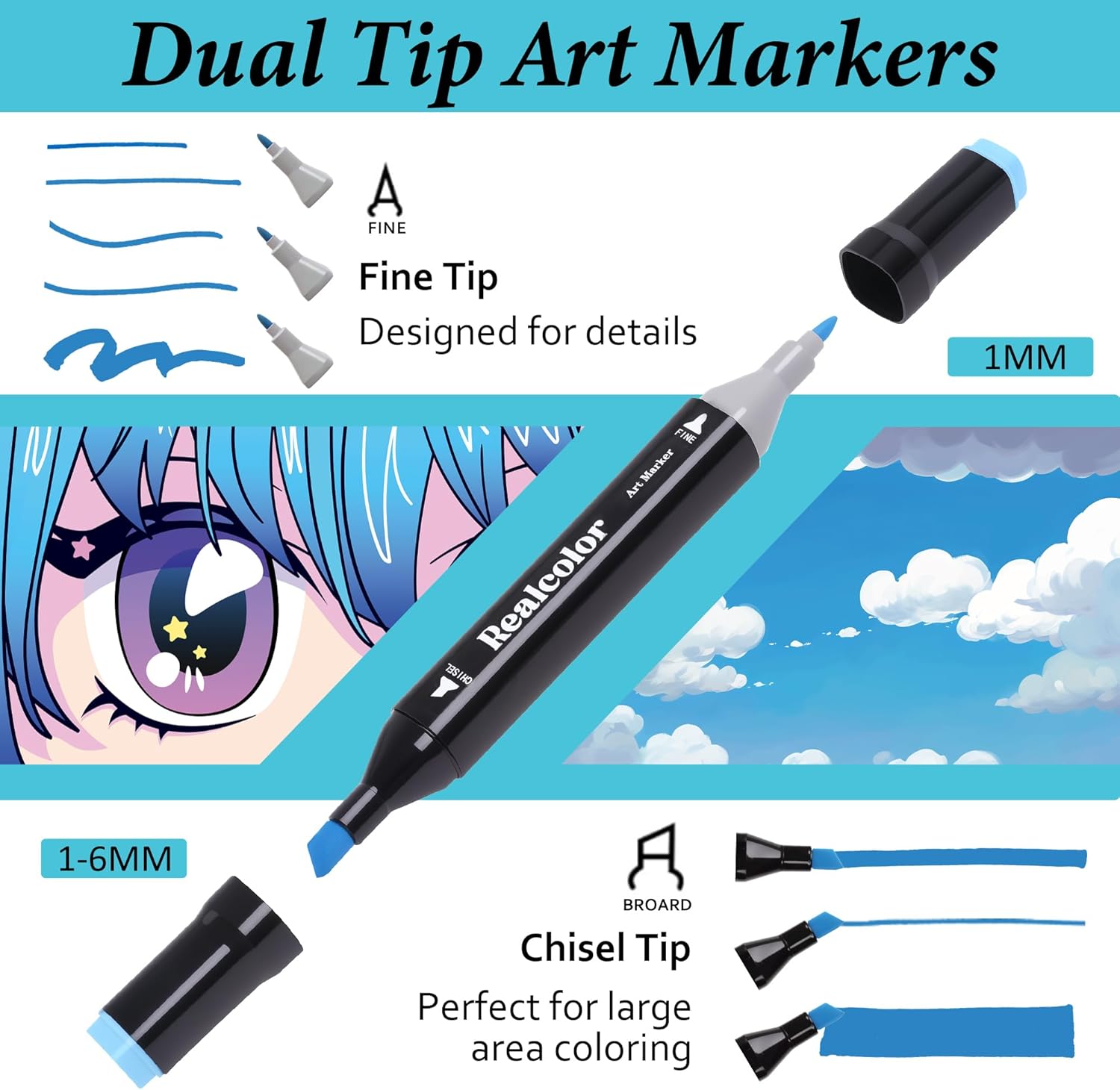 Thumbnail 1 de Realcolor 120 Alcohol Markers Set