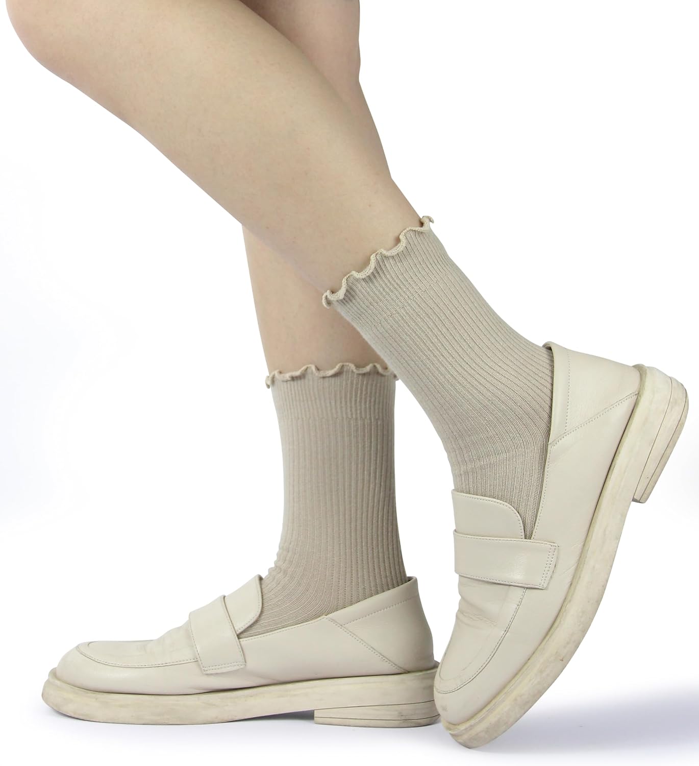 Thumbnail 1 de BomKinta Ruffle Socks for Women – Lightweight Cotton Turn-Cuff Crew Socks