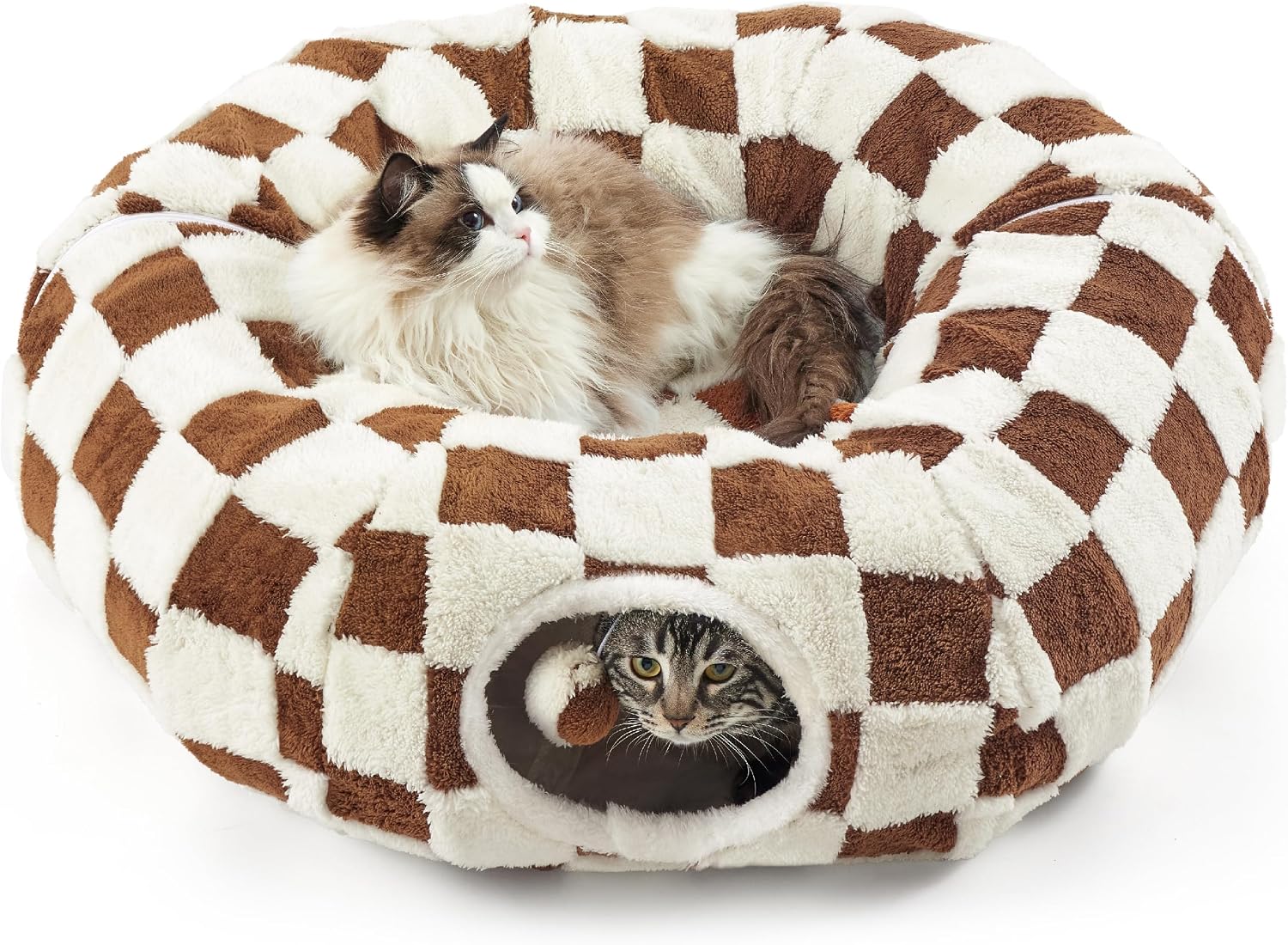 Detalle de LE SURE US000125RST Cat Tunnel Bed, Plush 2-in-1 Hideaway with Washable Cushion