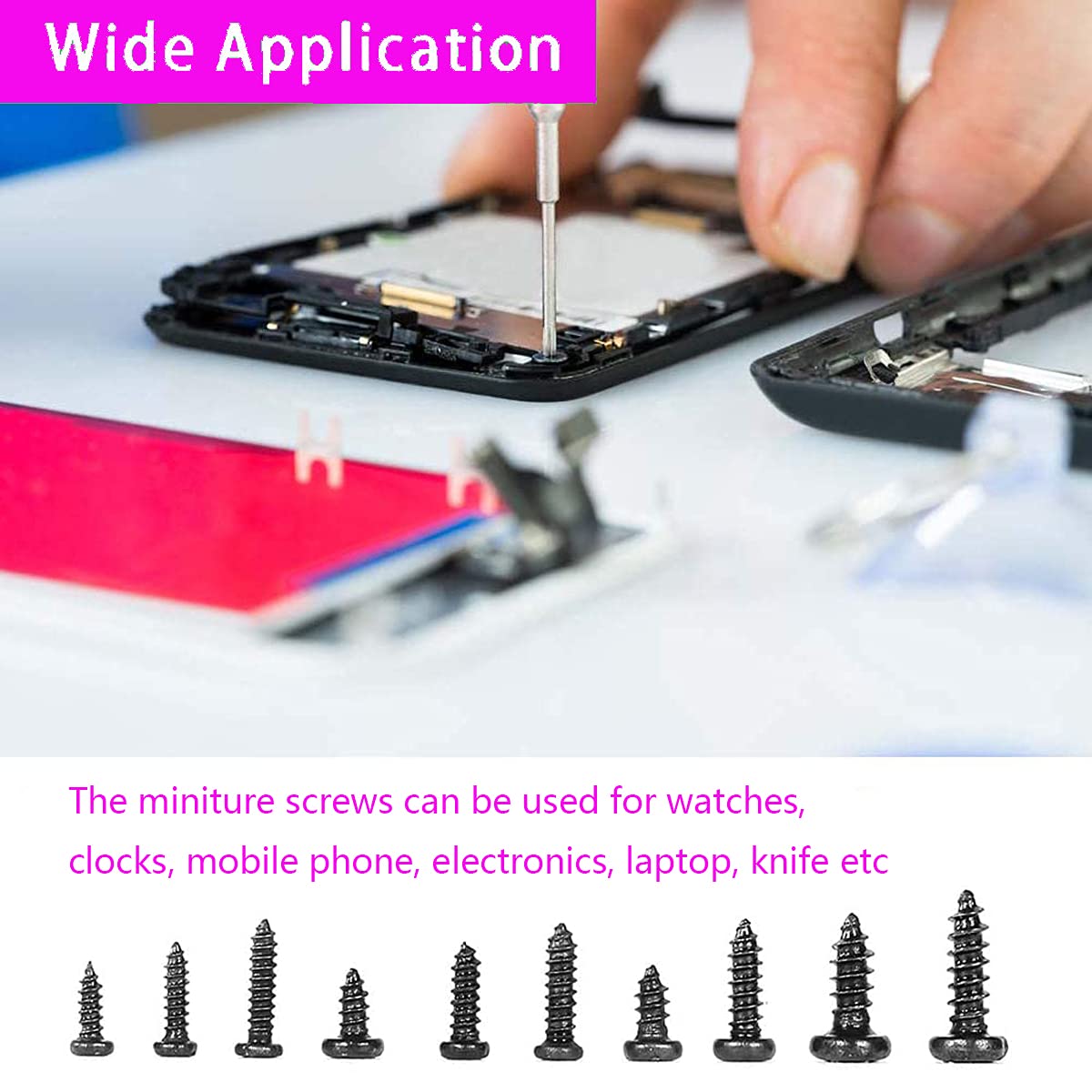 Thumbnail 3 de TAIANJI 1000 Pcs Micro Screws Set – M1 to M1.7 in 10 Sizes, Black