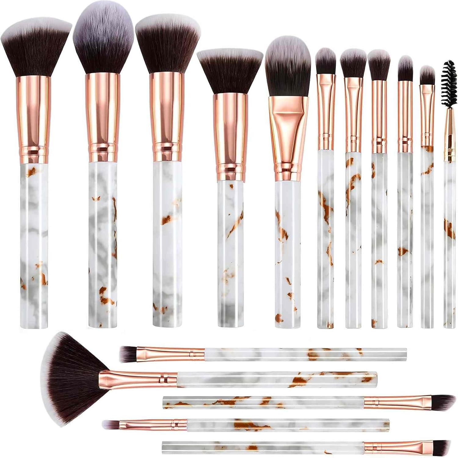 Detalle de Pinceaux Maquillages DUAIU 16 PCS – Ensemble marbre premium en fibres synthétiques