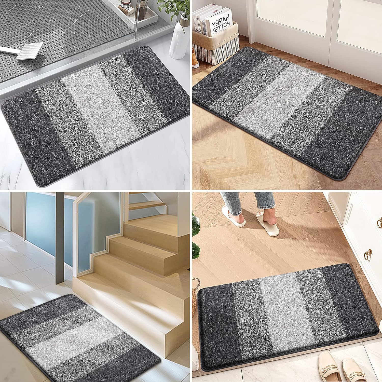Thumbnail 5 de Kitinjoy Indoor Outdoor Door Mat (32x20) Low-Profile, Non-Slip, Washable Dirt Trapper — Grey