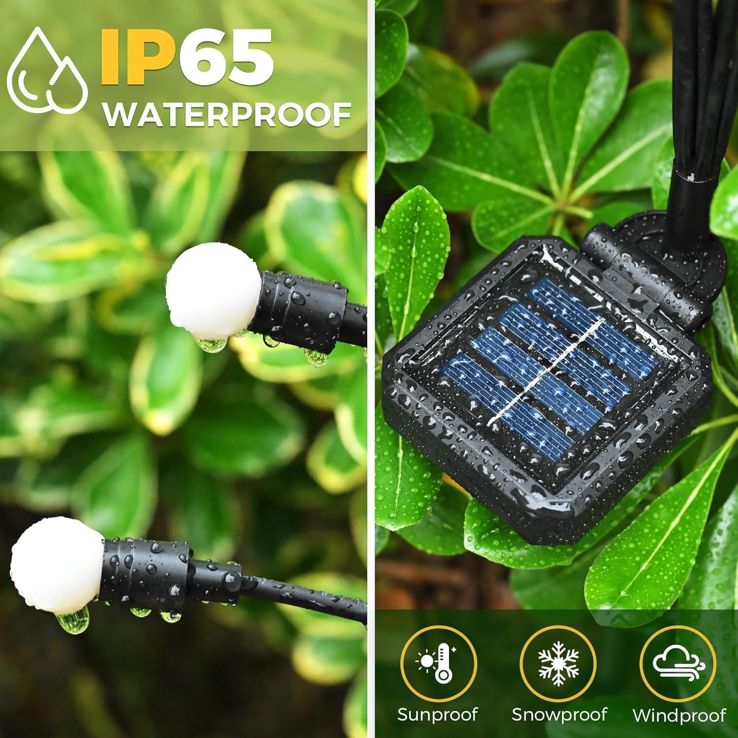 Detalle de PATIOPIA Solar Lights Outdoor Garden (8 Pack, 80 Warm White LEDs) – Waterproof firefly-style pathway lights