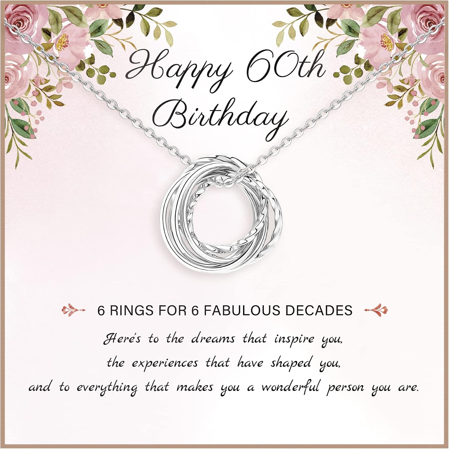 Detalle de PRETOLE 60th Birthday Interlocking Circles Necklace in Sterling Silver