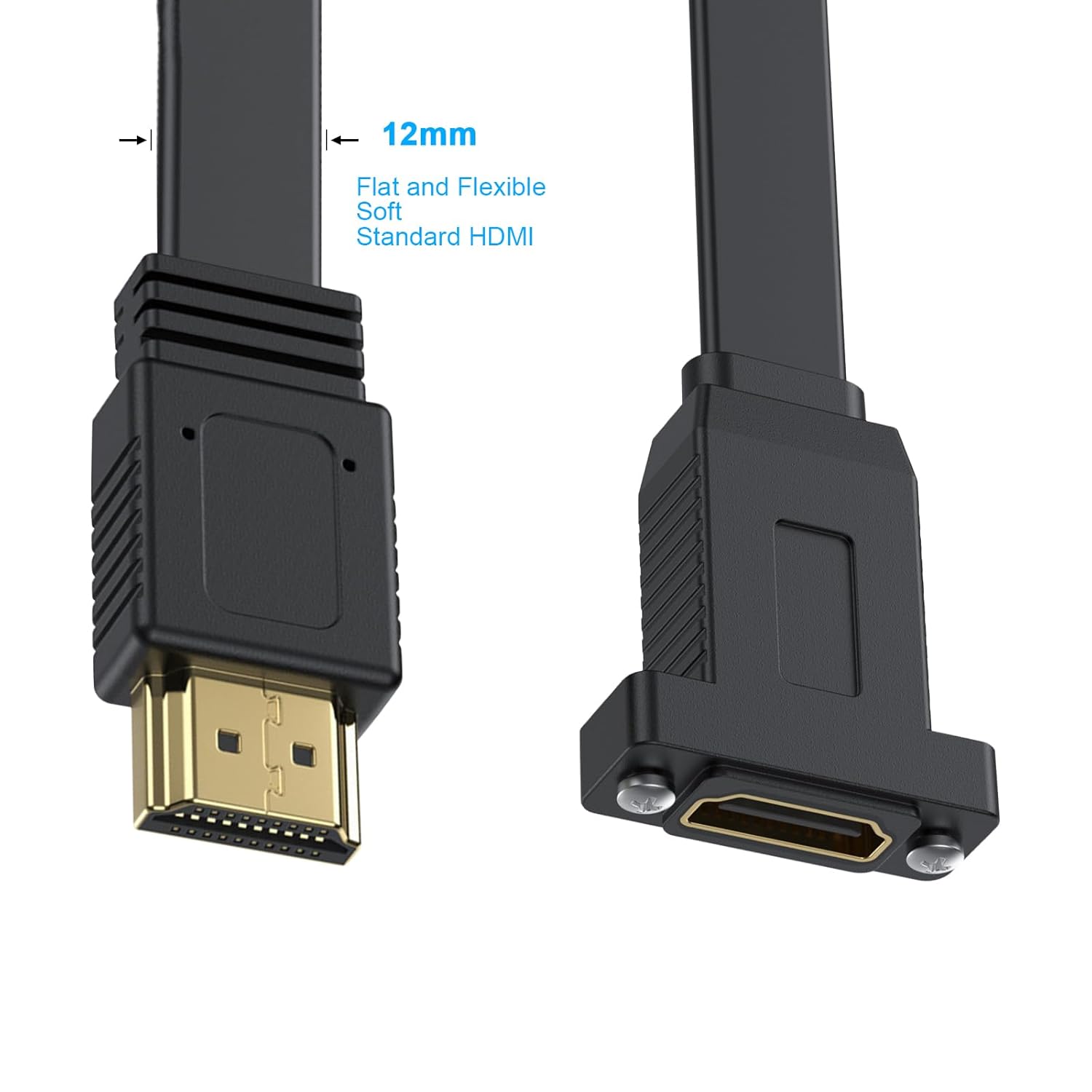 Thumbnail 3 de Maxhood Flat HDMI 2.0 Cable 1.5ft (50cm) – 4K@60Hz High Speed Extension Cable with Panel Mount
