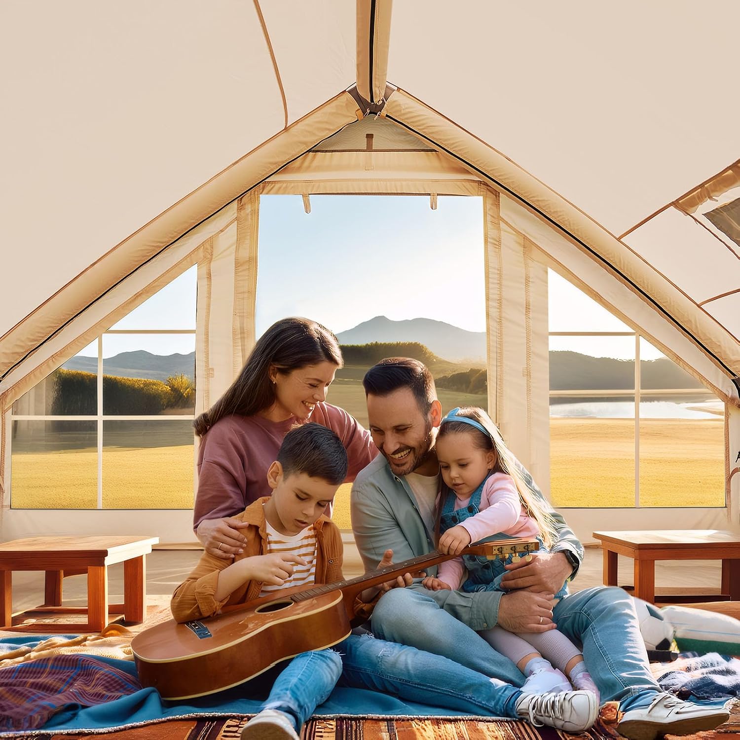 Detalle de Inflatable Camping Tent with 420D Oxford Fabric