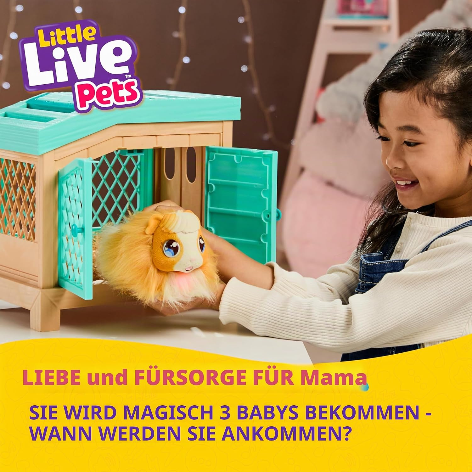 Detalle de Little Live Pets Mama Surprise – Interaktives Mama-Meerschweinchen mit Stall und 3 Überraschungsbabys