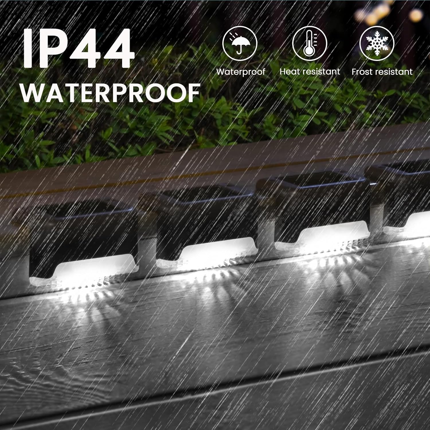 Thumbnail 2 de Caldarax 8 Pack Solar Fence Lights Garden – Cool White LED, Waterproof Outdoor Step Lights