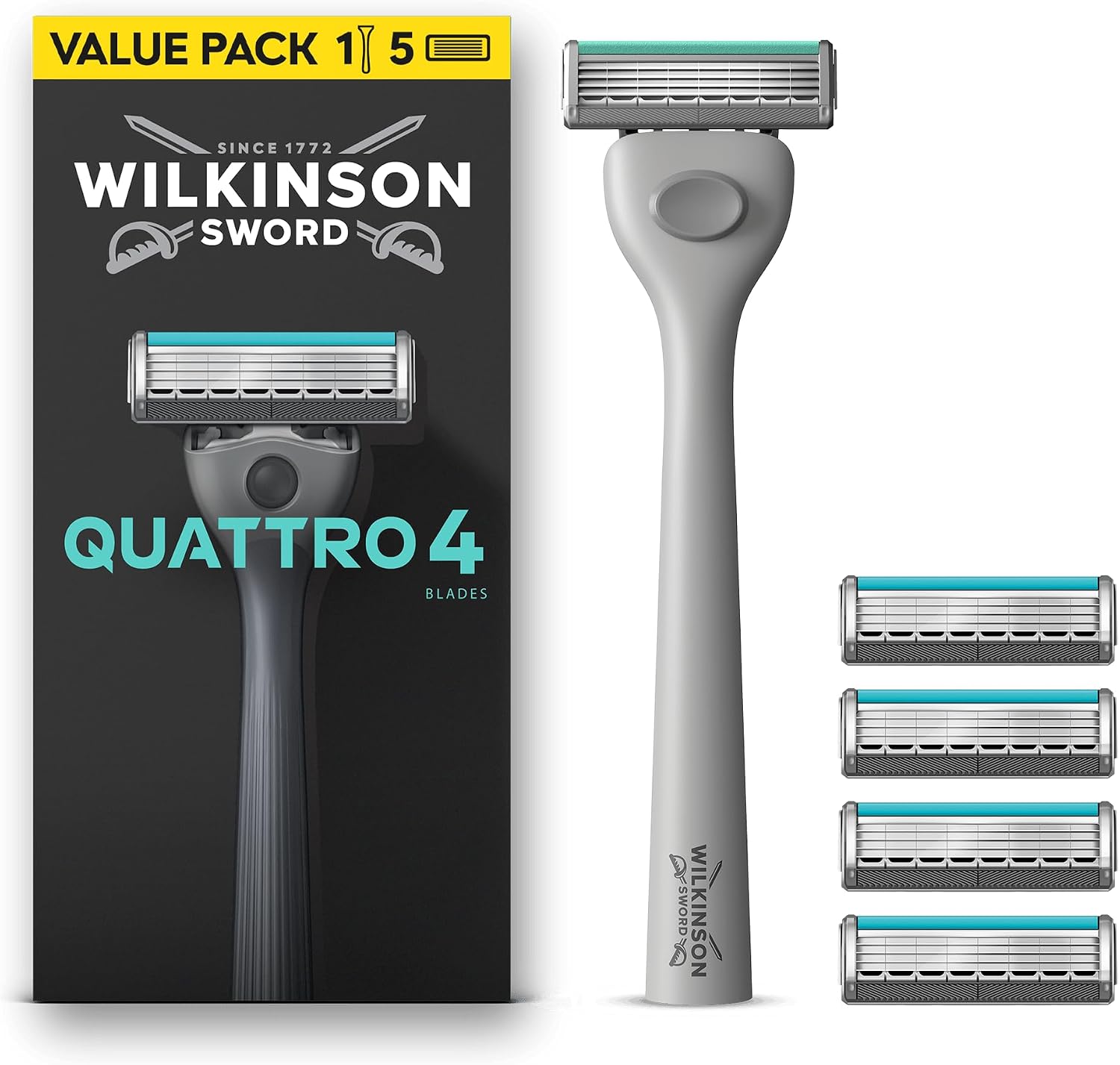 Detalle de Wilkinson Sword Quattro: rasoi a 4 lame per una rasatura delicata e affidabile