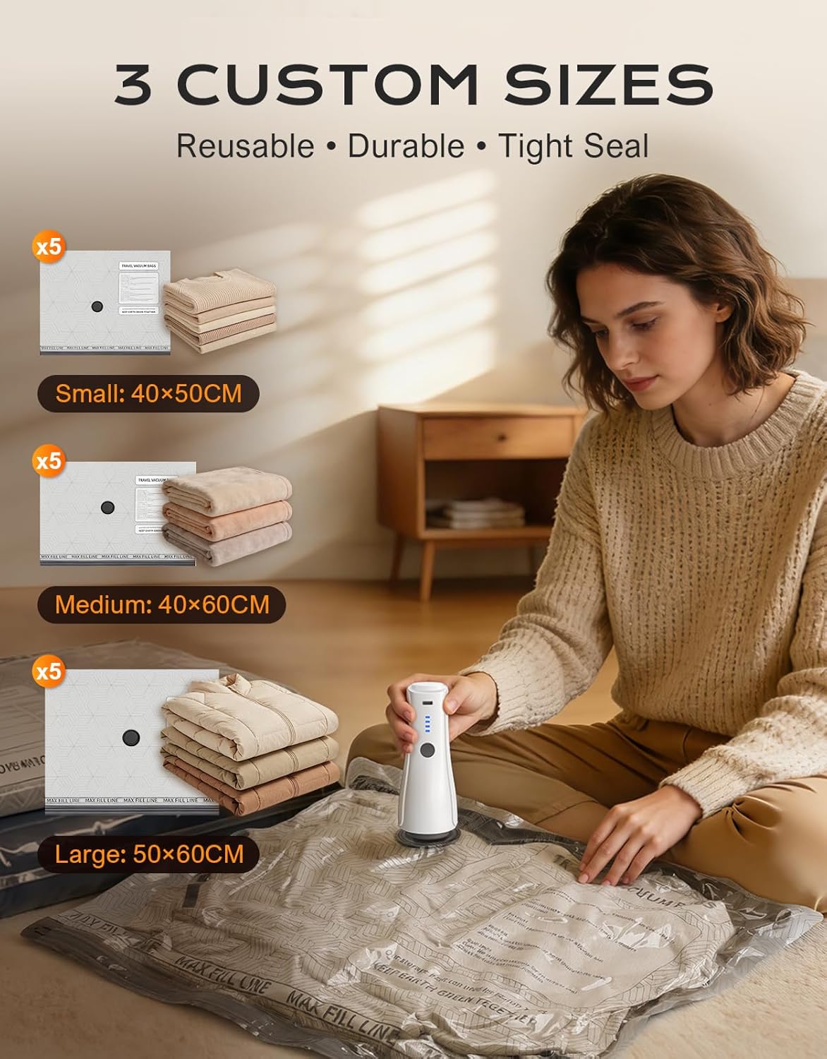 Thumbnail 2 de CIRYCASE Vacuum Storage Bags with Wireless Electric Air Pump – 15 Pack (-5000Pa)