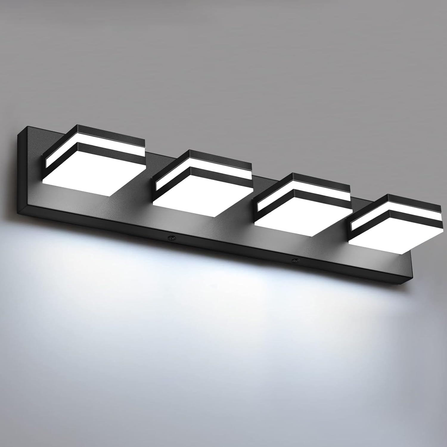 Detalle de IZORRO LED Modern Bathroom Lights Fixture (4-Light, Dimmable, 360° Rotate) in Matte Black Acrylic