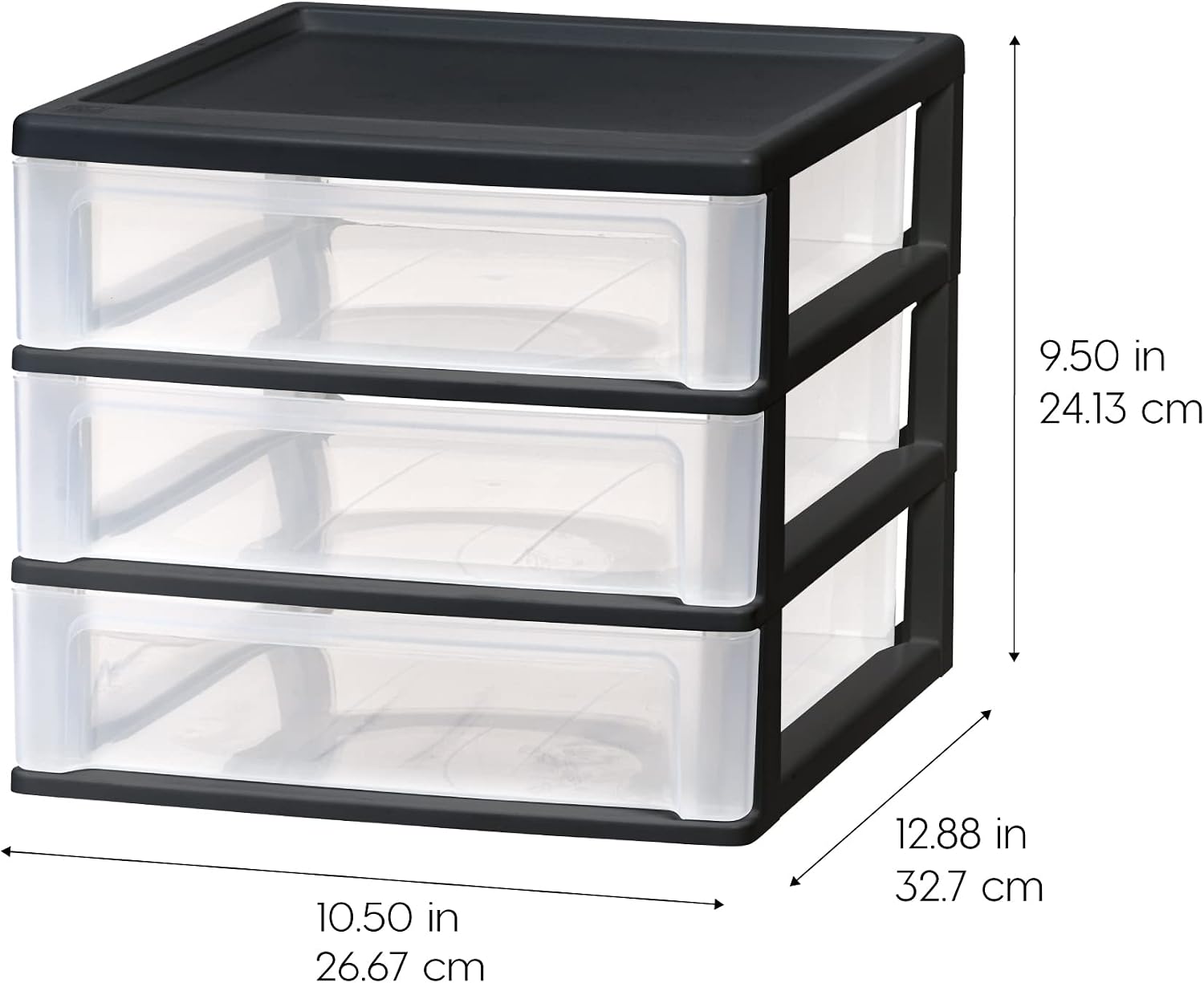 Detalle de IRIS USA 587017 2-Pack 3-Drawer Plastic Desktop Organizers, Black