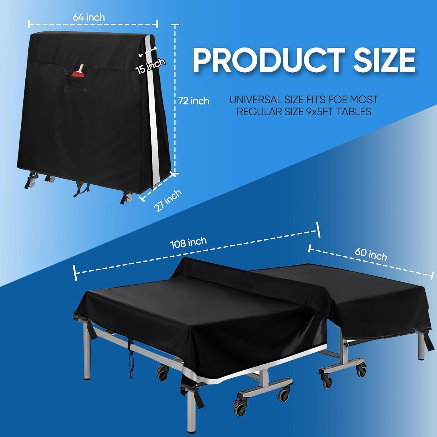 Thumbnail 5 de NEVERLAND Tischtennisplatte Abdeckung wasserdicht für Indoor & Outdoor (165 × 70 × 185 cm)