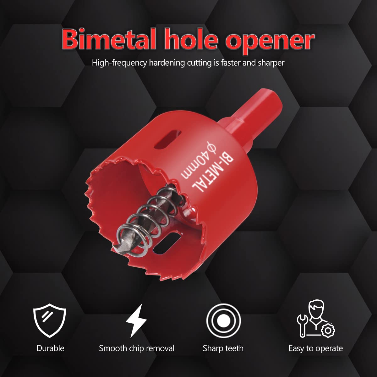 Detalle 2 de flintronic Lochsäge-Set 40 mm – Bi-Metall Lochfräse für Holz, Kunststoff und Metall