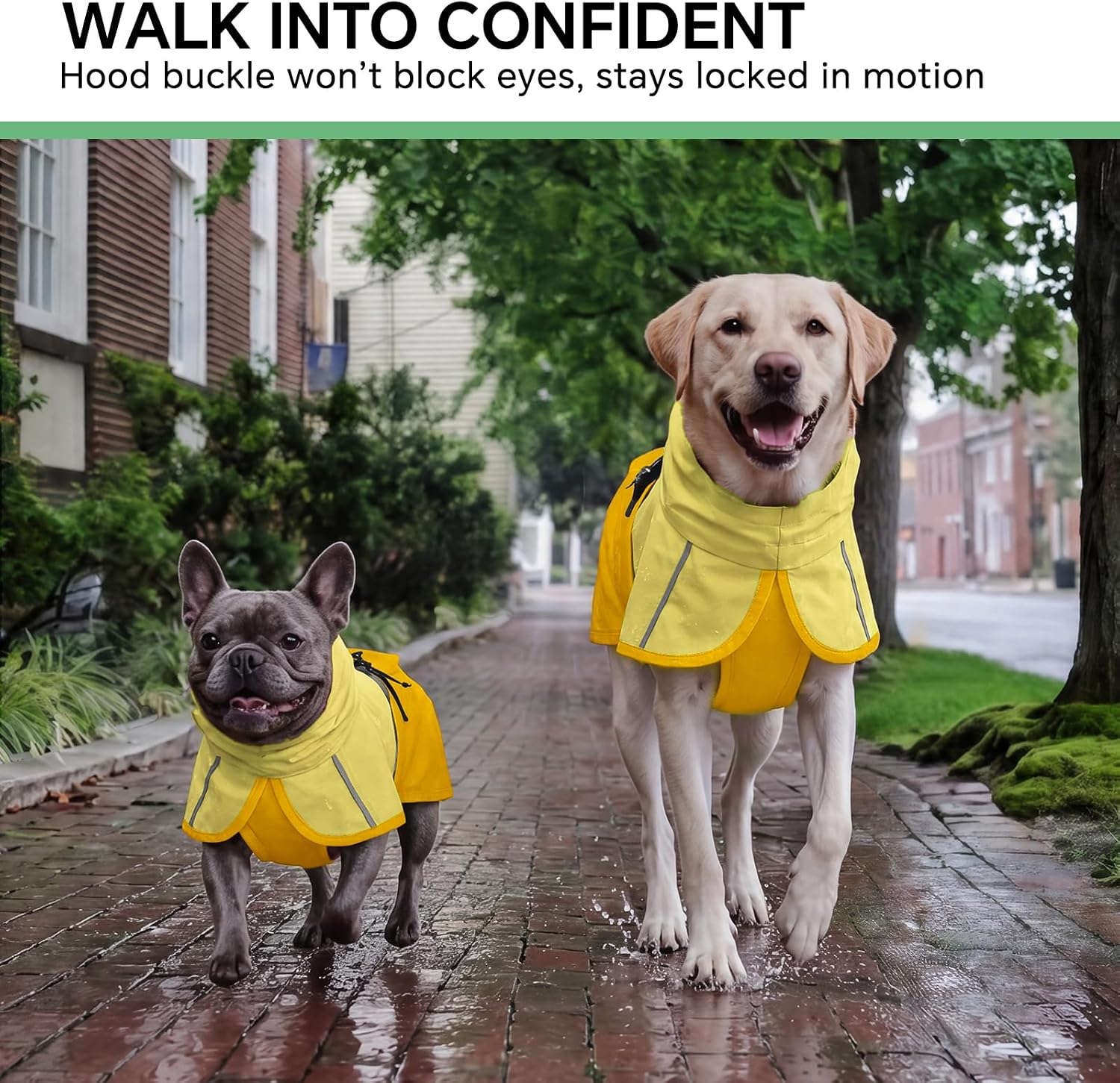 Thumbnail 3 de Luciphia YY-LUCAP2601-YL-35 Dog Raincoat, Yellow Medium, Hooded & Reflective
