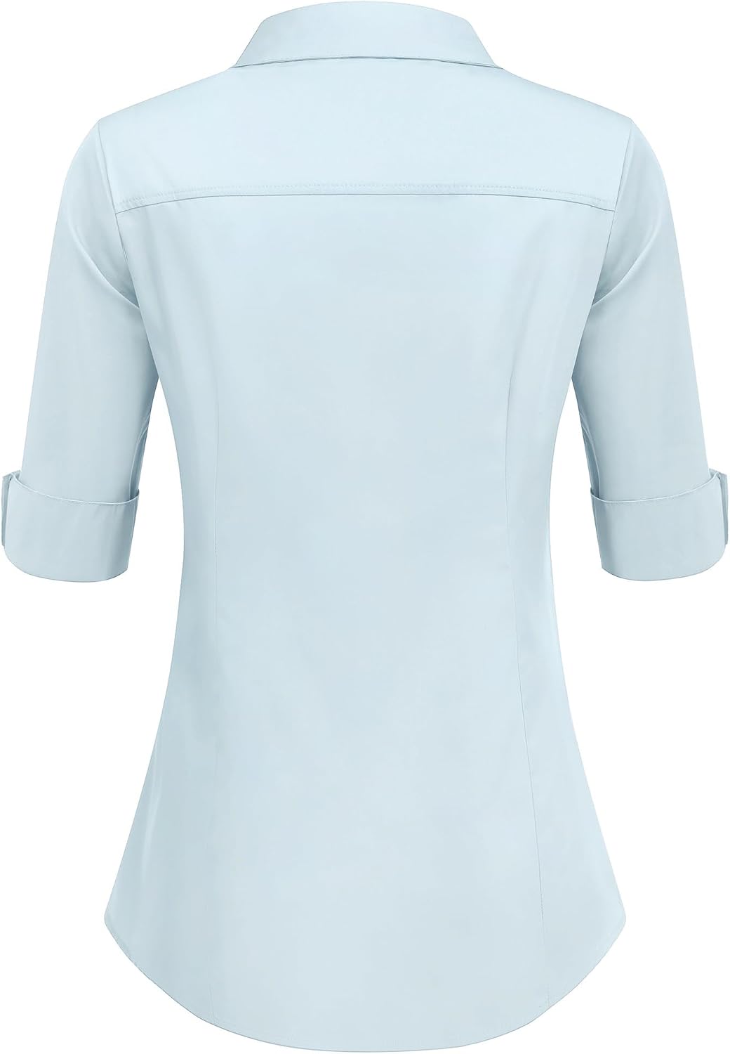 Detalle de Hotouch Damenbluse mit 3/4 Ärmeln, Slim Fit und V-Ausschnitt aus Baumwolle (Knopfleiste)