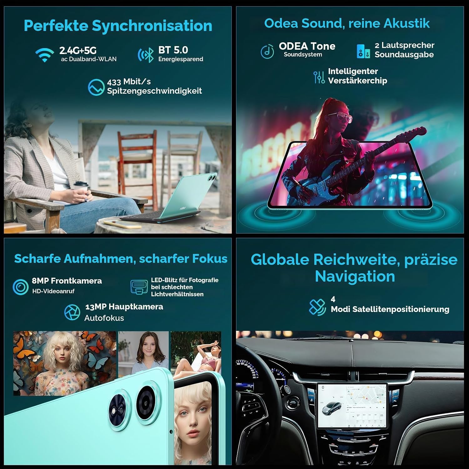 Thumbnail 6 de ODEA Tablet 12 Zoll 2K Display mit Stift und Hülle – 8000 mAh, 128 GB, erweiterbar bis 2 TB, GPS & Gemini AI
