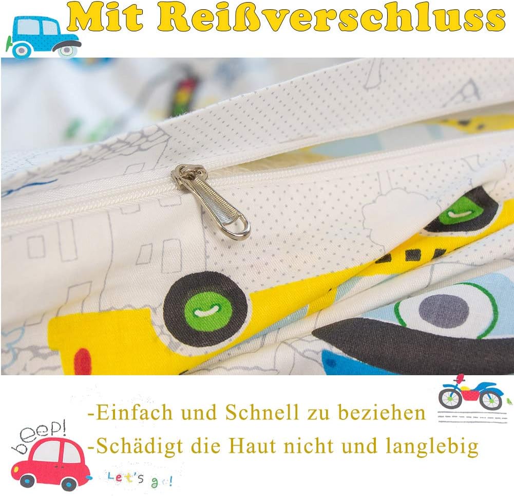 Thumbnail 2 de KEAYOO Kinderbettwäsche 100 x 135 cm aus 100% Baumwolle mit Autos-Muster (2-teilig)