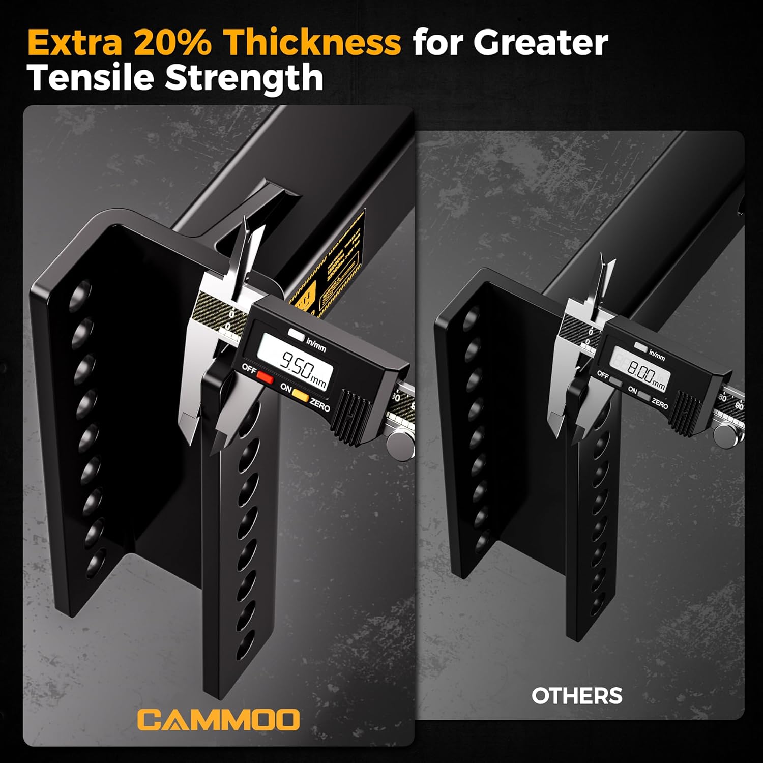 Thumbnail 6 de CAMMOO Adjustable Trailer Hitch for 2.5-inch Receiver, 6-inch Rise/Drop, Dual Ball Mount (2" & 2-5/16"), 22,000 lbs GTW