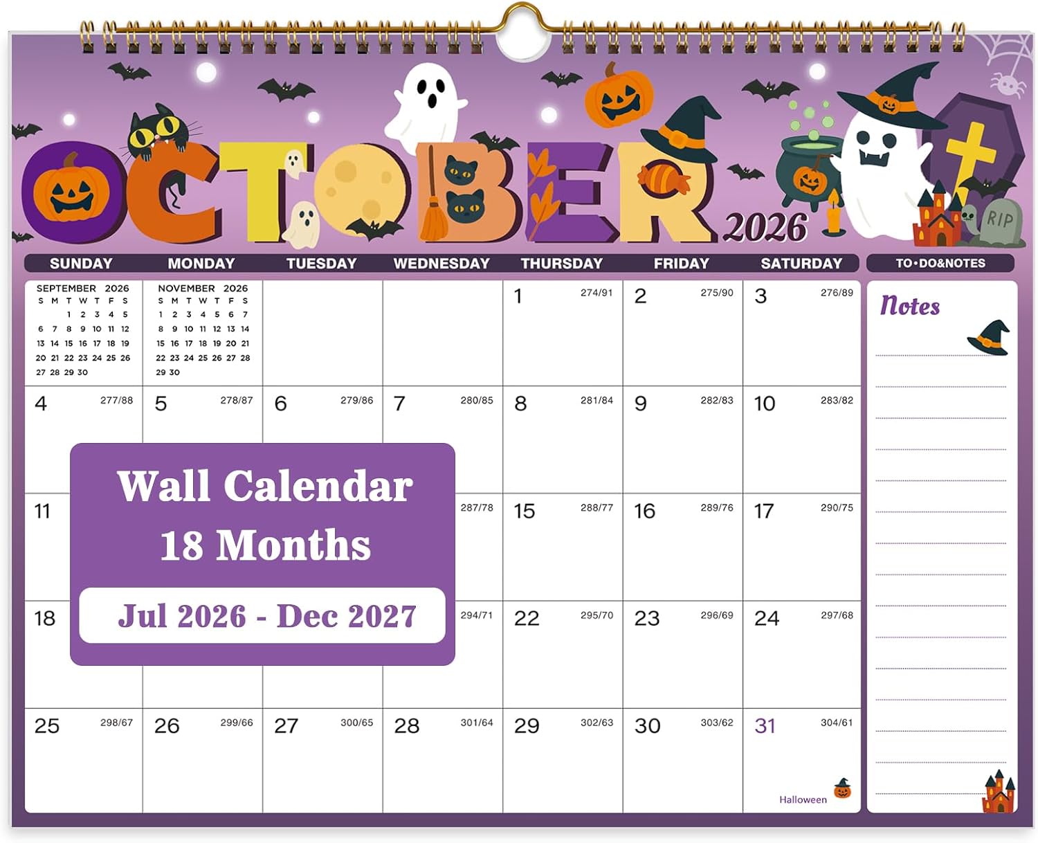 Detalle de Spomepo 2026-2027 Wall Calendar, 18-Month Monthly Planner, 14.8 x 11.5 Inches