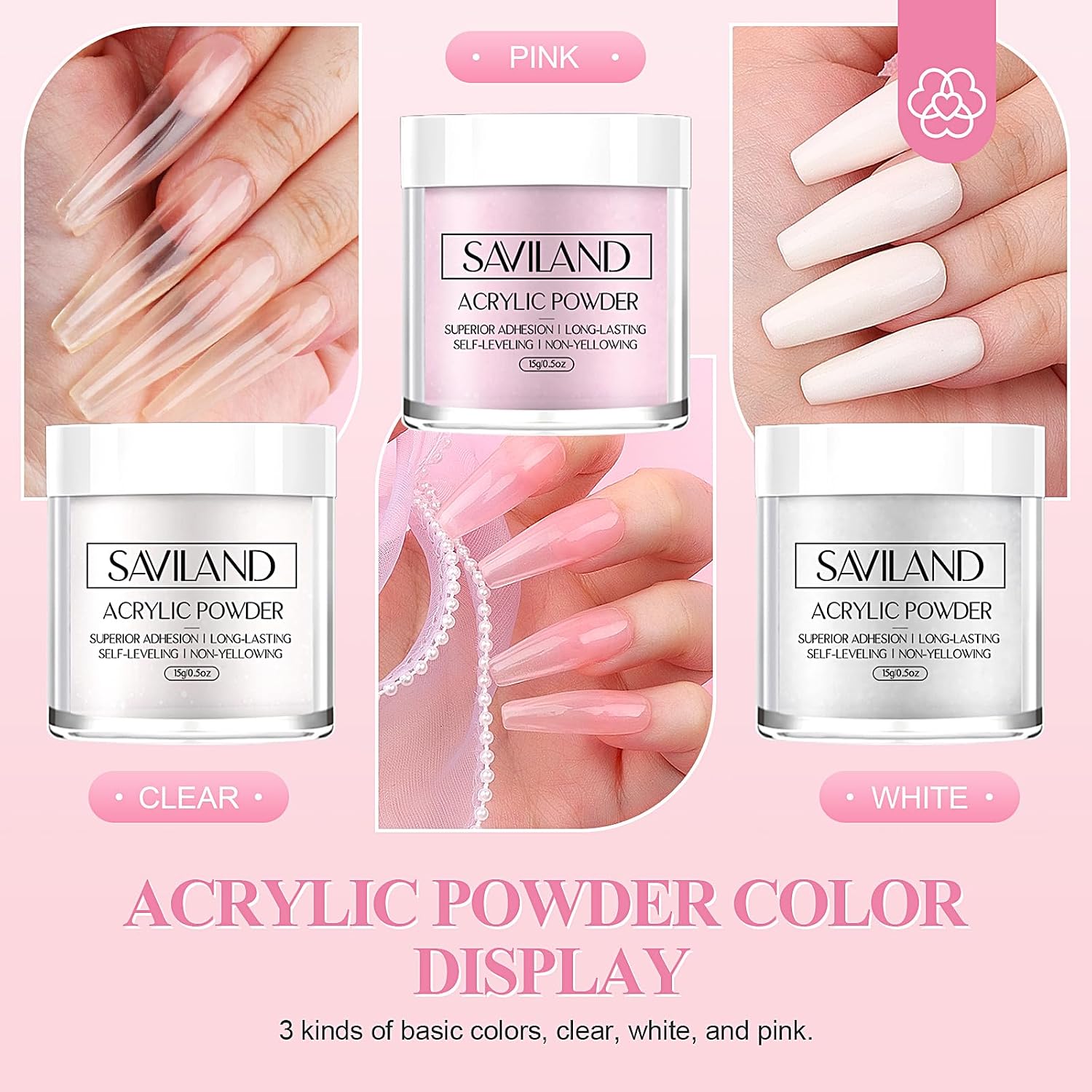 Detalle de SAVILAND Acrylic Nail Kit, 50ml Liquid
