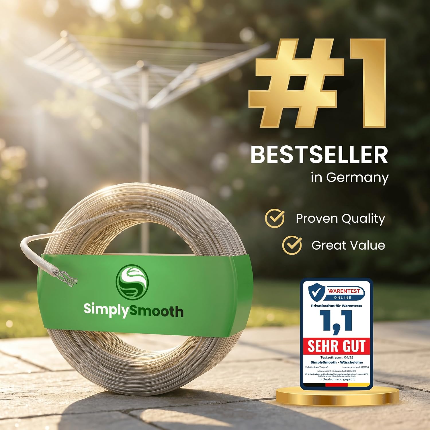 Thumbnail 6 de SimplySmooth Clothes Line 30m – Steel-Core, Extra Strong and Stable