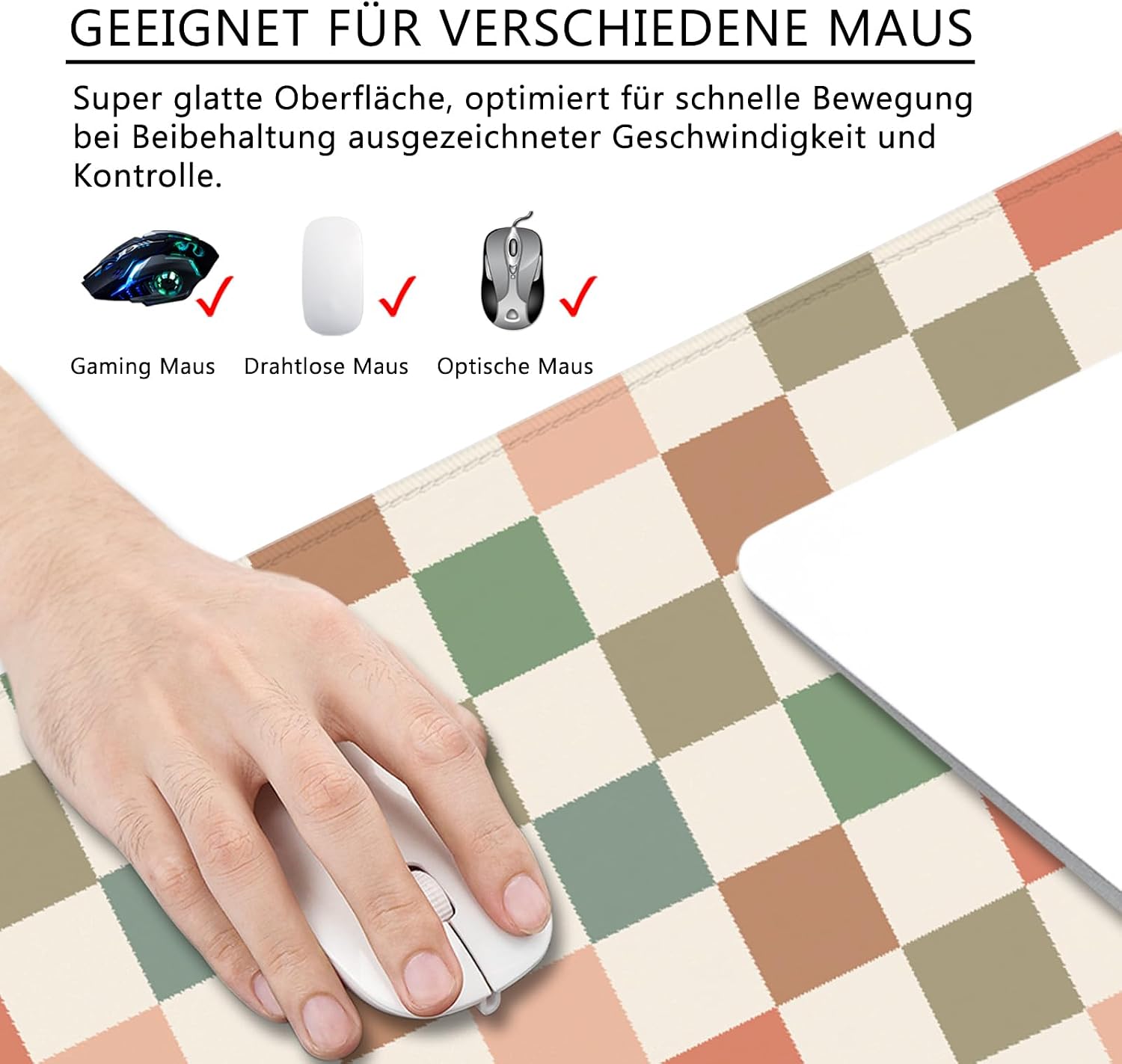 Detalle de Ridilozey Tappetino per mouse XL colorato (80 x 30 cm) – Griglia Grande Desk Pad in stile Böhmen