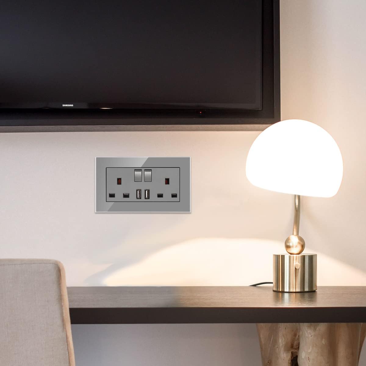 Thumbnail 4 de CNBINGO 13 Amp double socket with USB ports