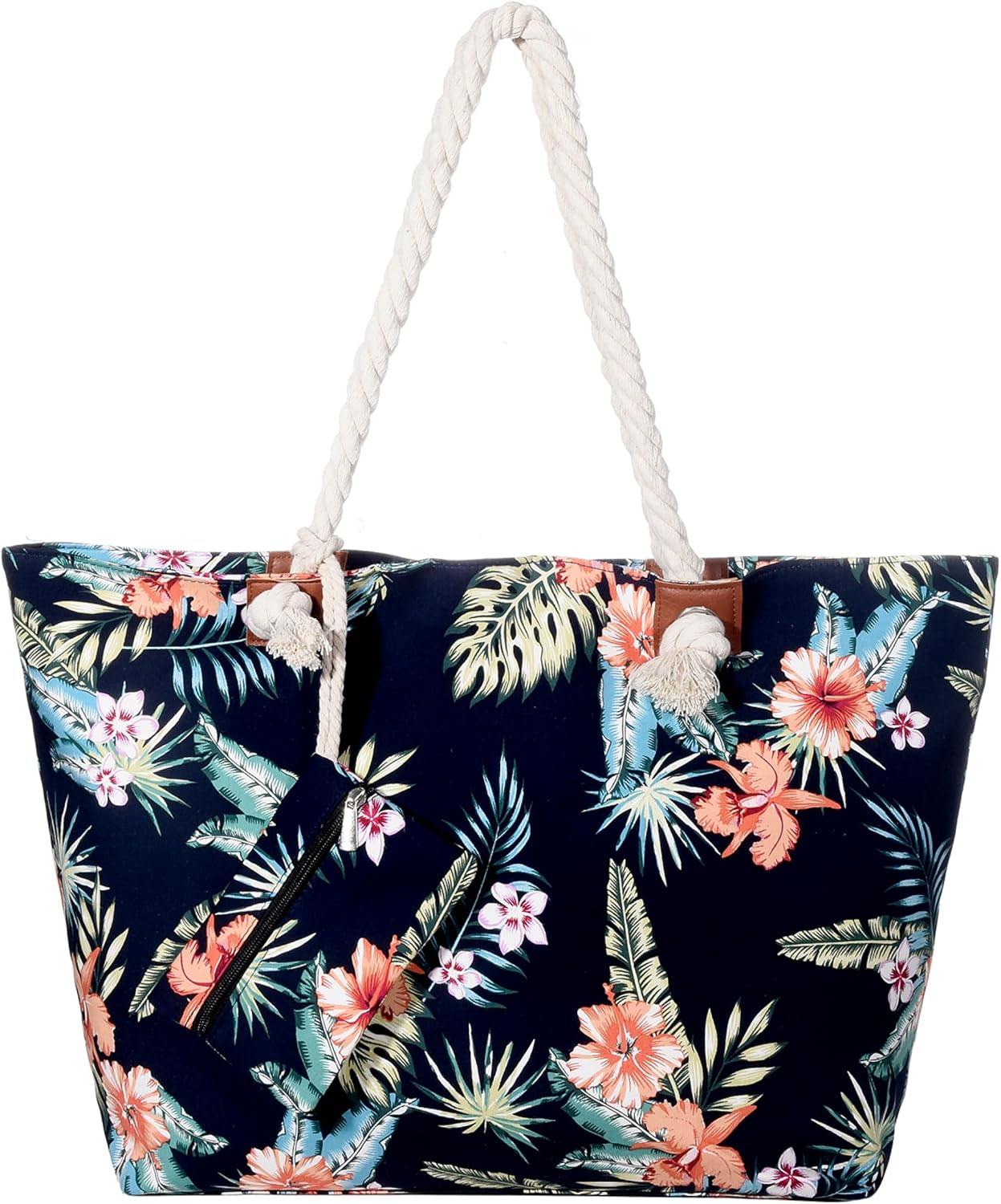 Detalle de DonDon Grande borsa da spiaggia idrorepellente con cerniera e tracolla (formato shopper)