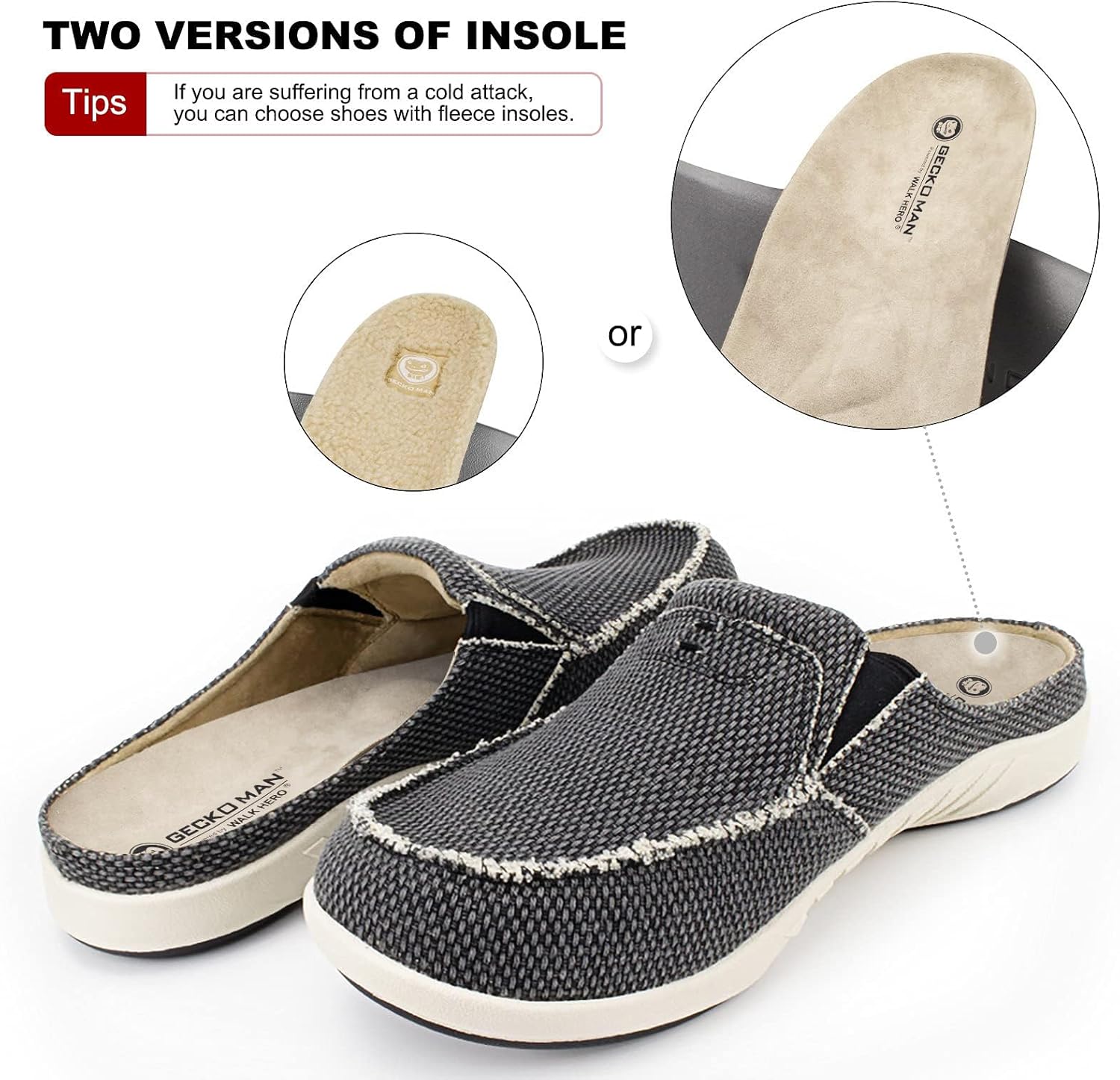 Thumbnail 5 de Men’s Arch Support Canvas Slippers with Velvet Lining and Anti-Skid Rubber Sole