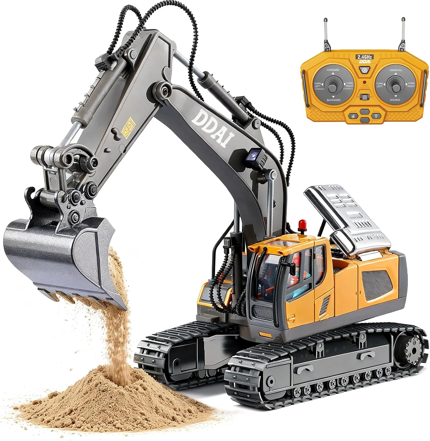 Detalle de DDAI RC Excavator Toy with Metal Shovel