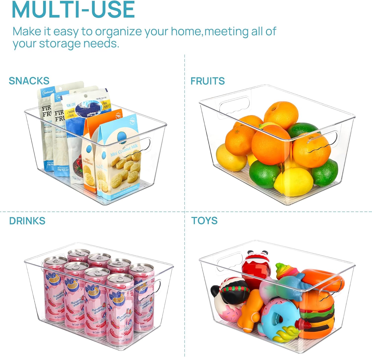 Thumbnail 4 de Vtopmart 6 Pack Clear Storage Boxes 28.6cm