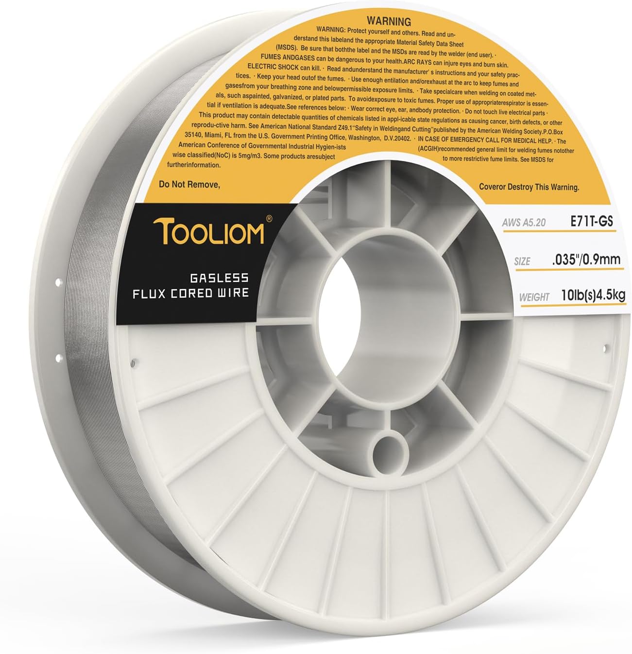Detalle de TOOLIOM Flux Core Gasless MIG Wire E71T-GS .035" (10 lb spool) self-shielded carbon steel