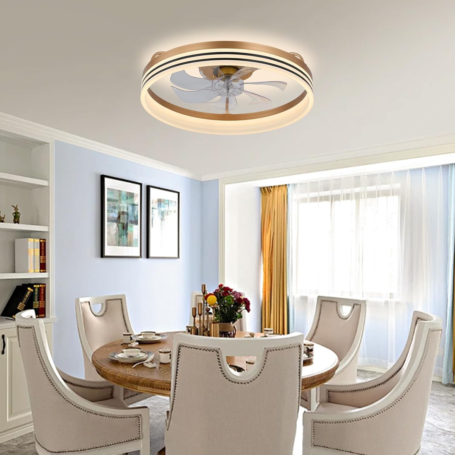 Thumbnail 2 de FRIXCHUR Low Profile Ceiling Fans with Lights and Remote: Compact, Dimmable Illumination in a Sleek Fandelier
