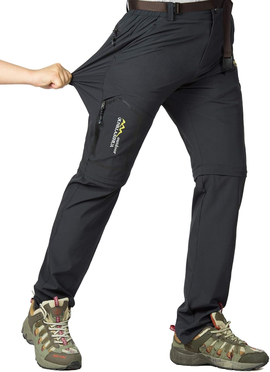CLOUSPO Outdoor Hose Herren, zweigeteilt & zerlegbar mit Gürtel – schnell trocknende Funktionshose für Sommeraktivitäten