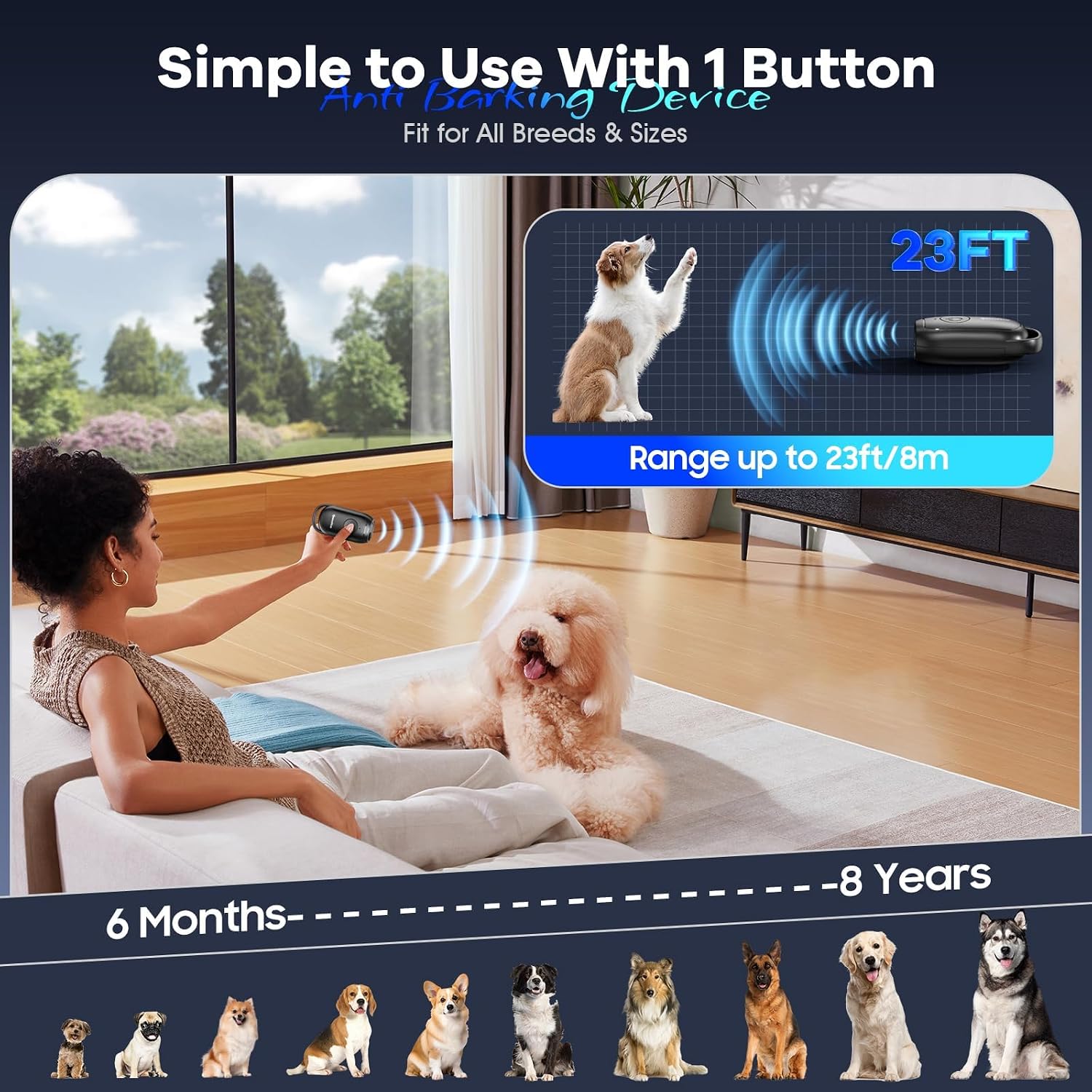 Detalle de Queenmew Anti Bell Gerät Hunde – Tragbares Ultraschall-Antibell-System mit LED
