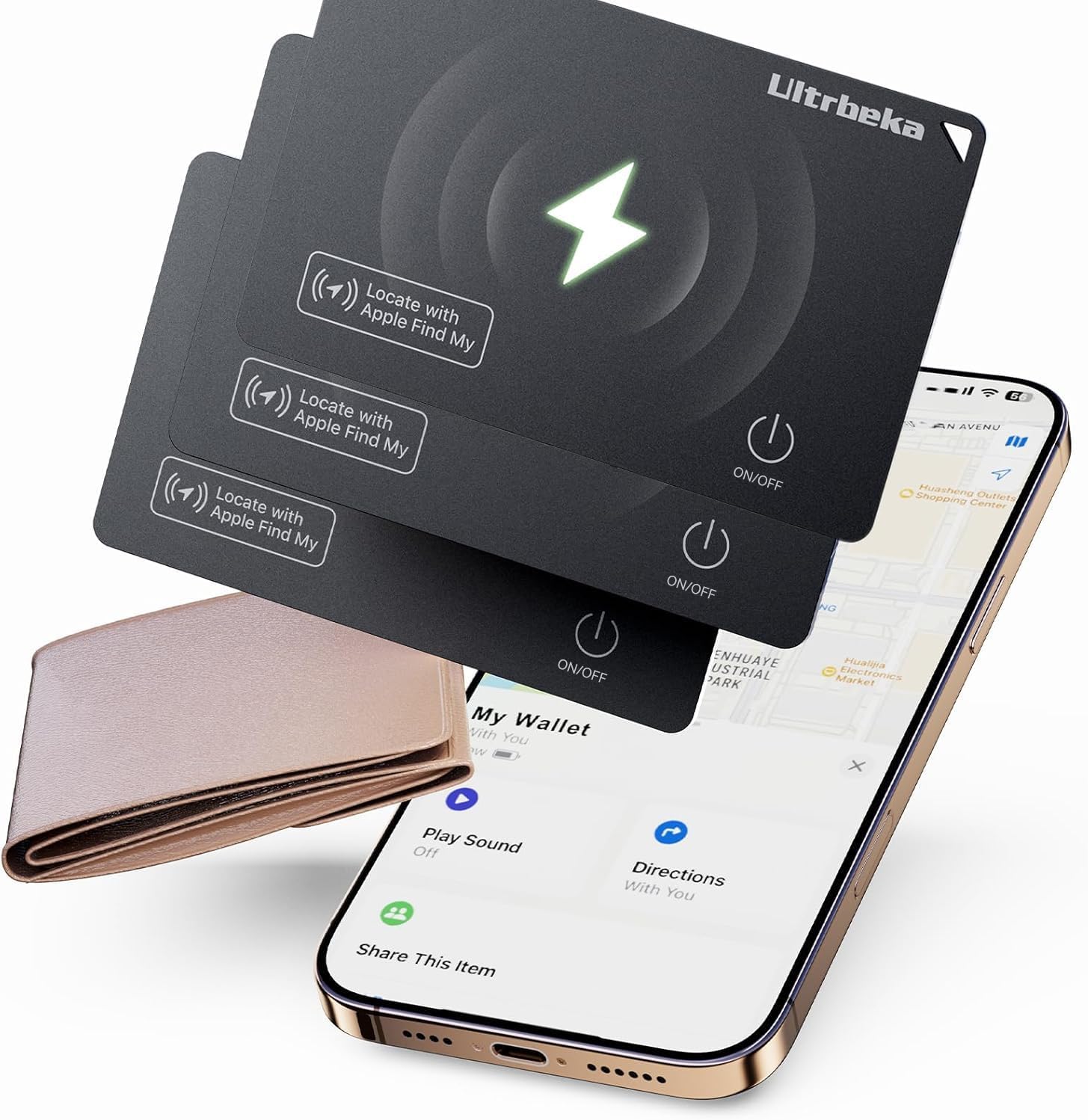 Detalle de Ultrbeka Ultra-Thin Air Tag Wallet Tracker Card 3-pack