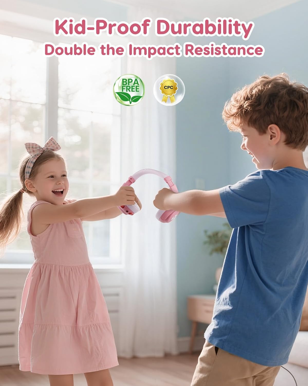 Thumbnail 2 de awatrue Kids Bluetooth Headphones (85dB Volume Limiter) — Foldable Over-Ear Wireless for iPad & Travel, Pink