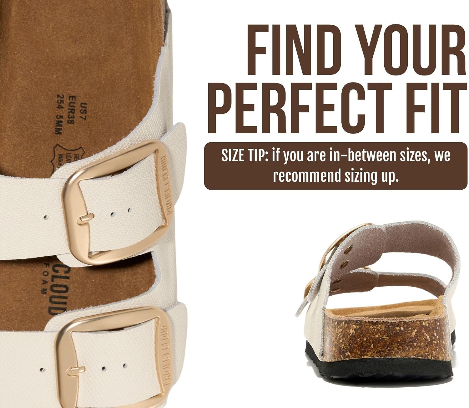 Detalle de Project Cloud 100% Genuine Leather Footbed Sandals for Women (Santorini)