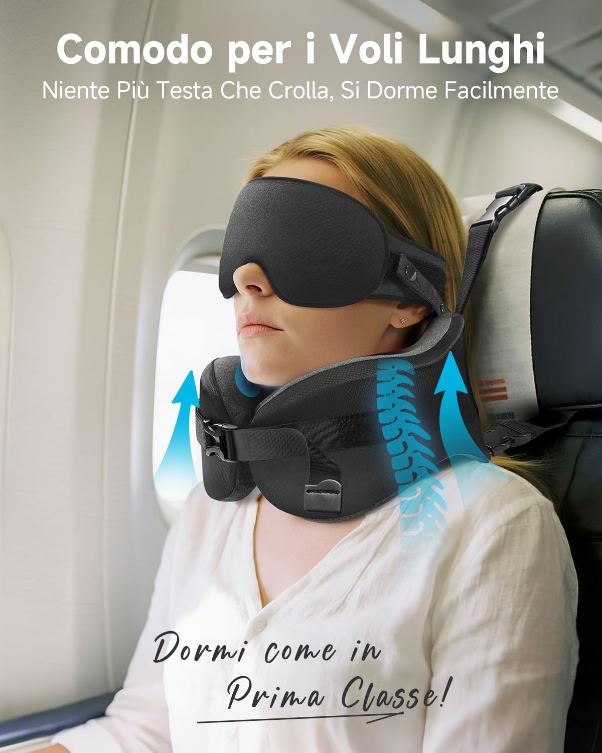 Thumbnail 1 de Umisleep Cuscino da Viaggio Memory Foam con Supporto 360° e Maschera Occhi 3D – Nero