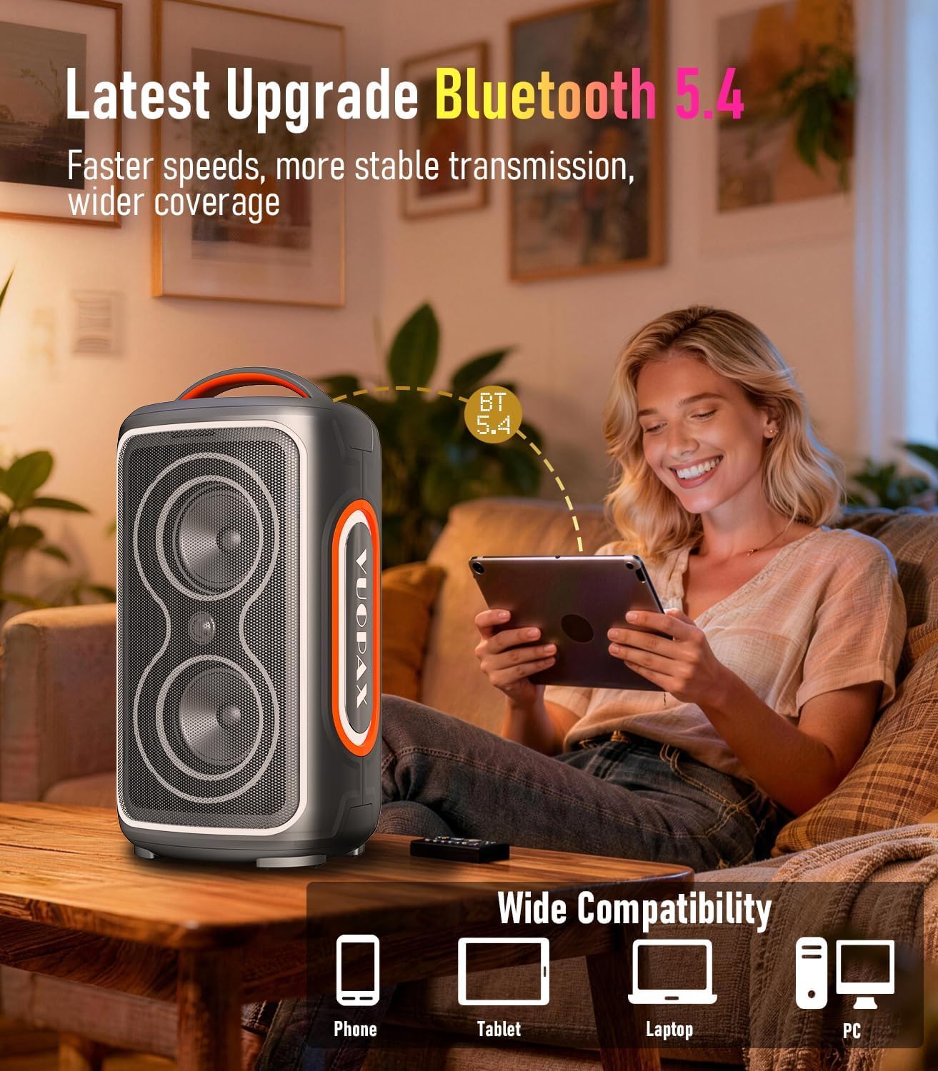 Detalle de VUOPAX Bluetooth Speaker Loud 240W Peak Portable Wireless Party Speaker
